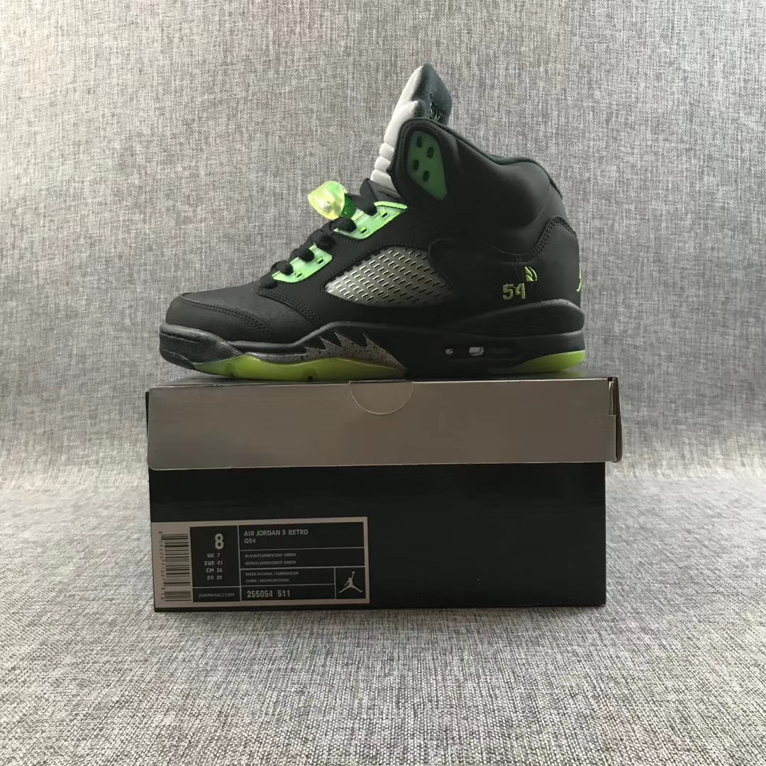 New Air Jordan 5 Retro Black Green - Click Image to Close